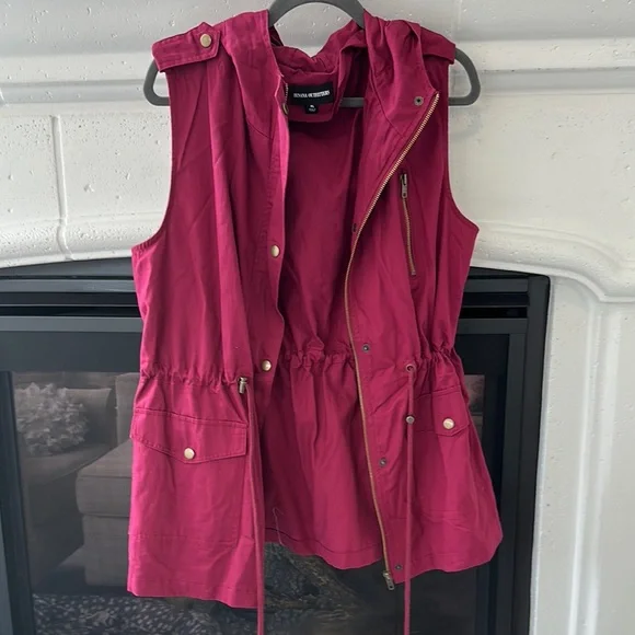 Zenana Outfitters Pink Utility Vest Cinched Waist - Picture 1 of 5